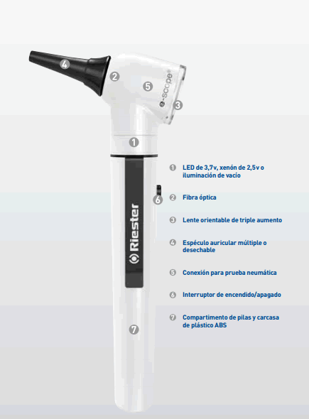 Otoscopio Iluminacion Directa E-scope Riester 3 OTOSCOPIO ILUMINACION DIRECTA E-SCOPE RIESTER