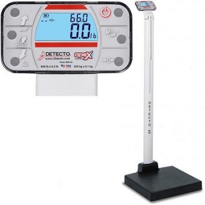 BASCULA DIGITAL CON ESTADIMETRO MECANICO 300 KG CONECTIVIDAD WELCH ALLYN CVSM CSM APEX-UWA-AC DETECTO