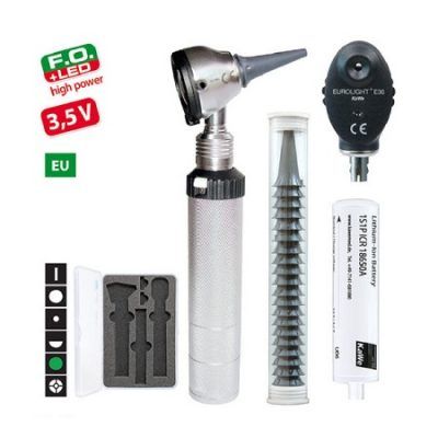 Set EUROLIGHT F.O.30 LED estandar E36 (UE) 3.5V Cabezal Otoscopio y Oftalmoscopio Mango mediano C  02.18004.002 KaWe