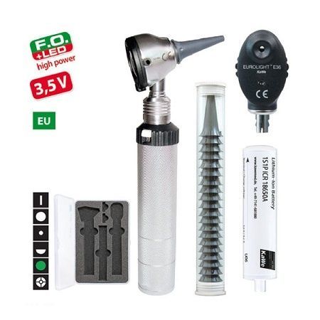 Set Eurolight F.o.30 LED Estandar E36 (ue) 3.5V Cabezal Otoscopio y Oftalmoscopio Mango Mediano C 02.18004.002 Kawe 1 Set EUROLIGHT F.O.30 LED estandar E36 (UE) 3.5V Cabezal Otoscopio y Oftalmoscopio Mango mediano C 02.18004.002 KaWe