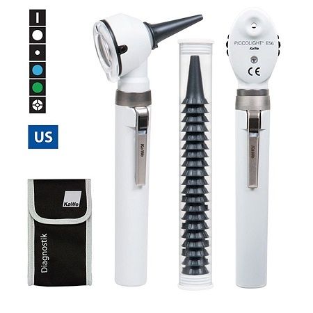 Set Piccolight F.o. E56(US) LED 2.5V Otoscopio y Oftalmoscopio 2 Mangos Gris 02.37405.261 Kawe 1 SET PICCOLIGHT F.O. E56(US) LED 2.5V OTOSCOPIO Y OFTALMOSCOPIO 2 MANGOS GRIS 02.37405.261 KAWE