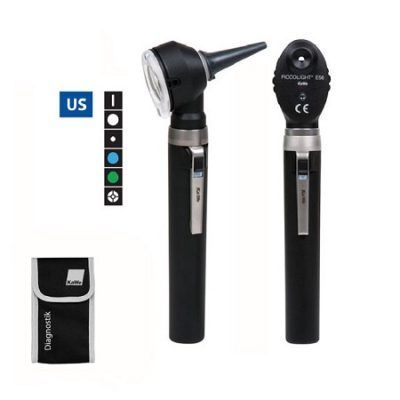 SET PICCOLIGHT F.O. E56(US) LED 2.5V OTOSCOPIO Y OFTALMOSCOPIO 2 MANGOS NEGRO 02.37405.021 KAWE