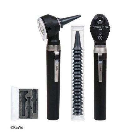 Set Piccolight F.o. LED E56(UE) 2.5V Otoscopio y Oftalmoscopio 2 Mangos Negro 02.35404.022 Kawe 1 SET PICCOLIGHT F.O. LED E56(UE) 2.5V OTOSCOPIO Y OFTALMOSCOPIO 2 MANGOS NEGRO 02.35404.022 KAWE