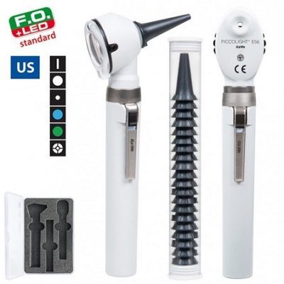 SET PICCOLIGHT F.O. LED E56(US) 2.5V OTOSCOPIO Y OFTALMOSCOPIO 2 MANGOS GRIS 02.35405.262 KAWE