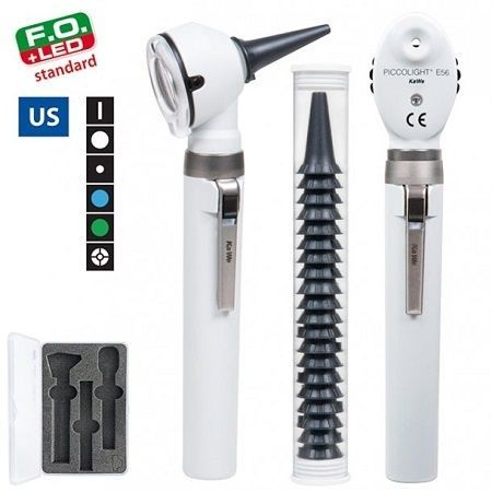 Set Piccolight F.o. LED E56(US) 2.5V Otoscopio y Oftalmoscopio 2 Mangos Gris 02.35405.262 Kawe 1 SET PICCOLIGHT F.O. LED E56(US) 2.5V OTOSCOPIO Y OFTALMOSCOPIO 2 MANGOS GRIS 02.35405.262 KAWE