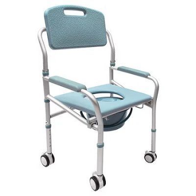 COMODO SILLA DUCHA EN ALUMINIO PLEGABLE AJUSTABLE 4 RUEDAS KY697L MEDICAL STORE