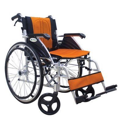 SILLA DE RUEDAS ALUMINIO CROMADOTAPIZ TELA NARANJA MS868LAJ MEDICAL STORE