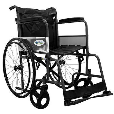 SILLA DE RUEDAS RESPALDO ABATIBLE ACERO ESMALTADO NEGRO TAPIZ VINIL MS809F MEDICAL STORE