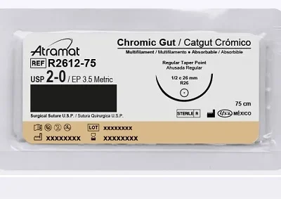 Catgut Cromico 2-0 75cm 1/2 Ahus. 26mm AMT-R2612-75 ATRAMAT