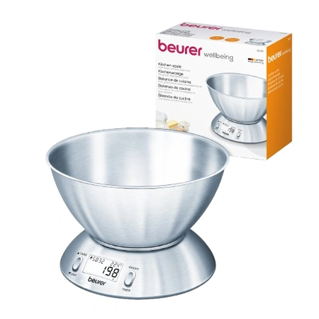 Bascula de Cocina Digital con Bowl de Acero Inoxidable y Temporizador BRR-KS54 Beurer